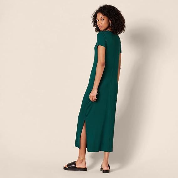 Green V-Neck Midi Dress image 2